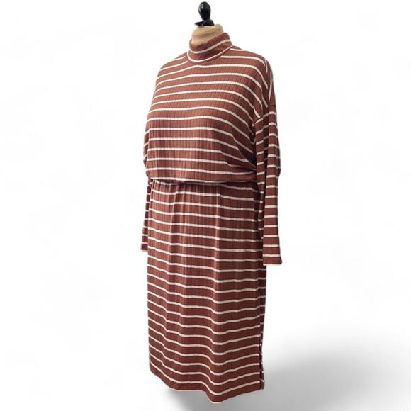 OLD NAVY Long-Sleeve Waist-Defined Rib-Knit Striped Midi Sweater Dress, Size 2X - Picture 5 of 9